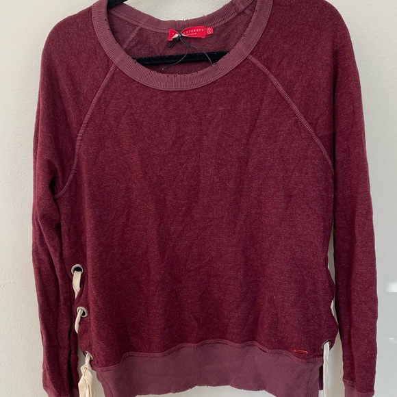 n:PHILANTHROPY Tops - MAROON SWEATSHIRT WITH SIDE TIES.